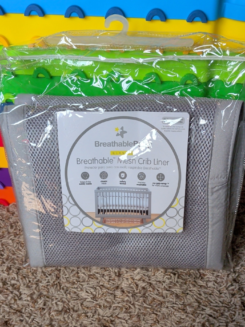 BreathableMesh Crib Liner in Light Gray